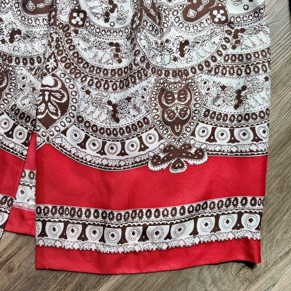 Vintage Talbots Silk A-Line Bohemian Pleated Paisley  Print Midi Skirt Size 6P - Picture 10 of 13